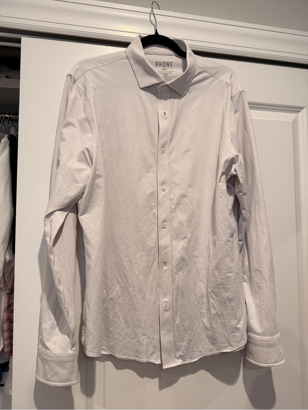 RHONE White Long-Sleeve Button-Down Dress Shirt